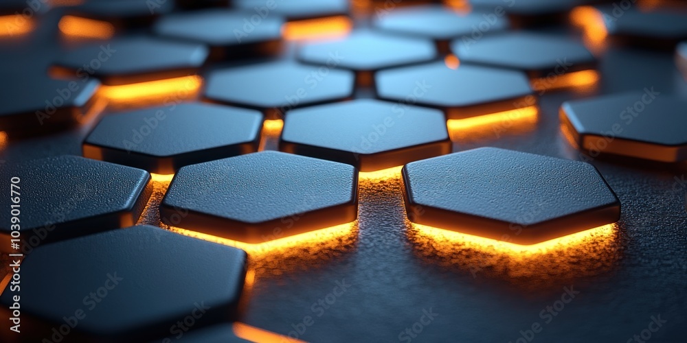 Illuminated Hexagonal Pattern with Orange Glow Illuminated Hexagonal Pattern with Orange Glow