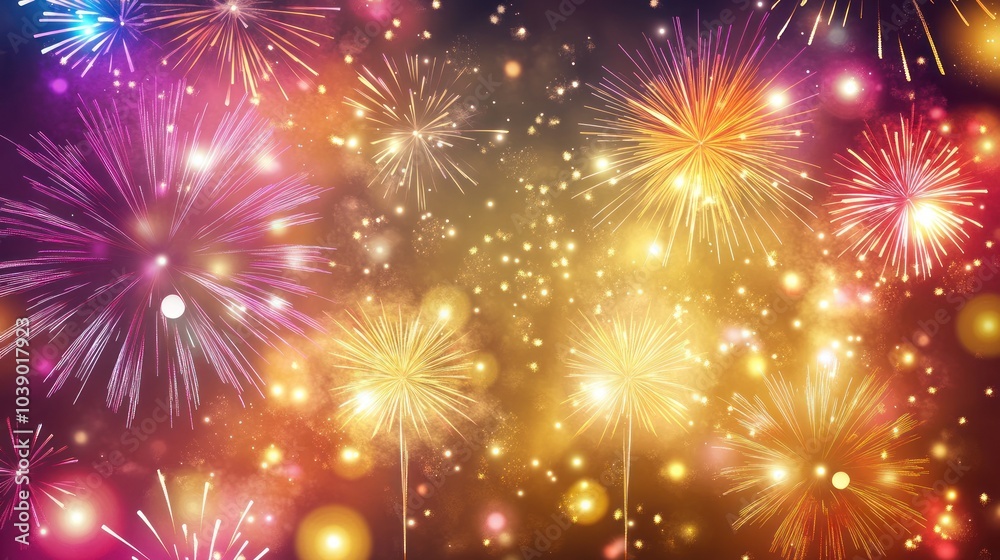 Naklejka premium Colorful Fireworks Display