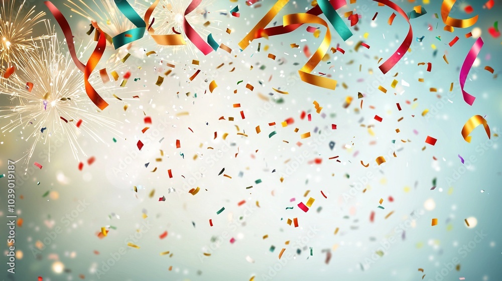 Obraz premium Colorful streamers and confetti