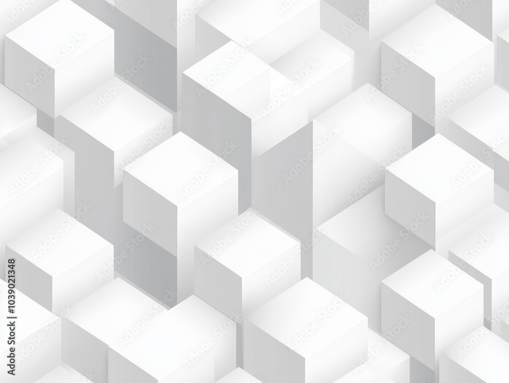 Abstract White Cubes Pattern with Subtle Gradients Abstract White Cubes Pattern with Subtle Gradients