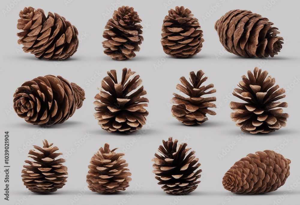 Set of pine cones isolated transparent Set of pine cones isolated transparent