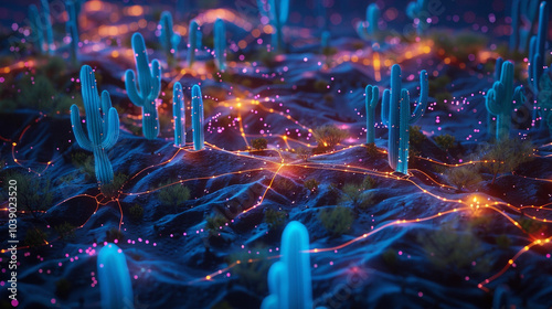 Digital Map of Arizona with Glowing Network Lines Connecting Business Hubs

