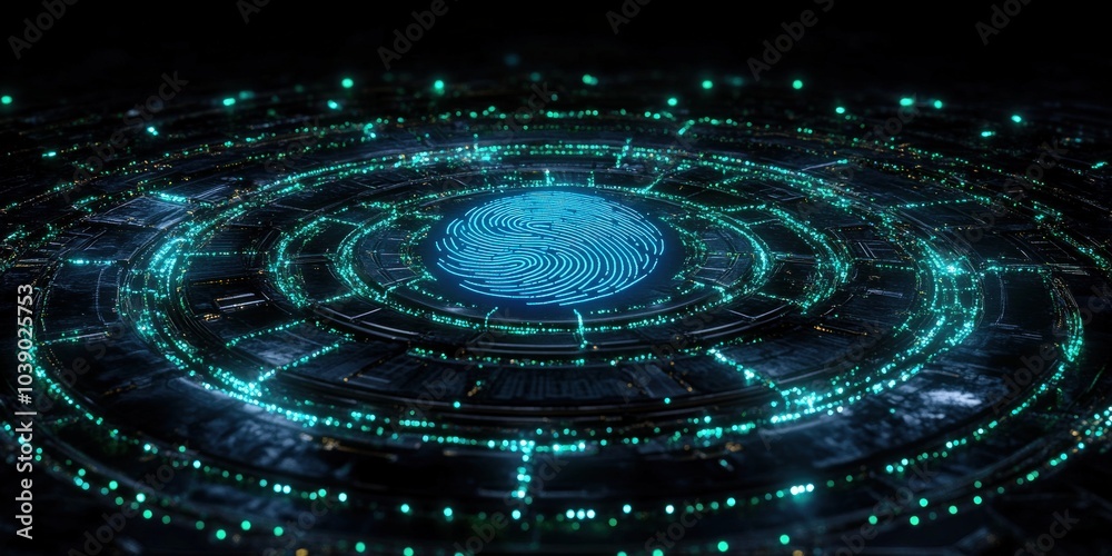 Futuristic Cybersecurity Blue Tech Circuit Close-Up: Digital Data Network Visualization, Glowing Circular Grid in Dark Background, Abstract Technology Design Futuristic Cybersecurity Blue Tech Circuit Close-Up: Digital Data Network Visualization, Glowing Circular Grid in Dark Background, Abstract Technology Design