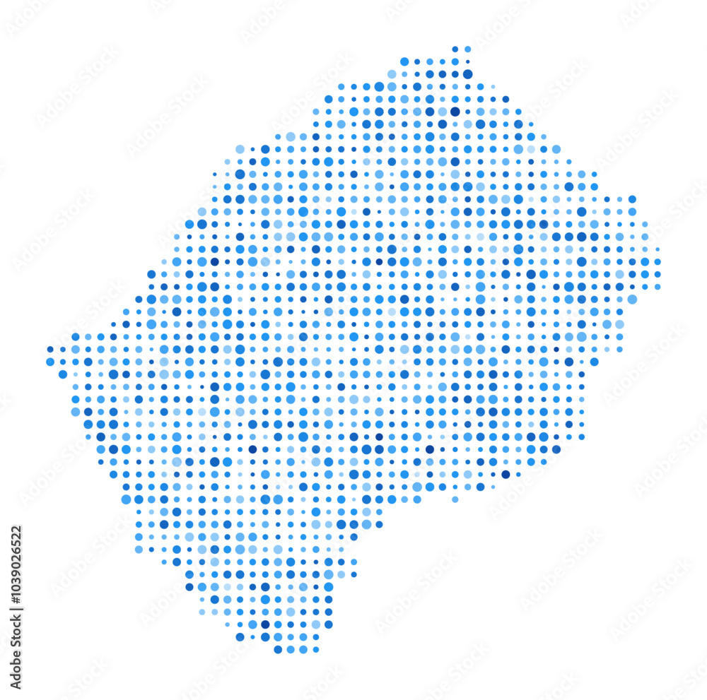 Obraz premium Lesotho Dot Map. Country Digital Style Shape. Lesotho vector image. Country shape blue circular dots. Trending vector illustration.