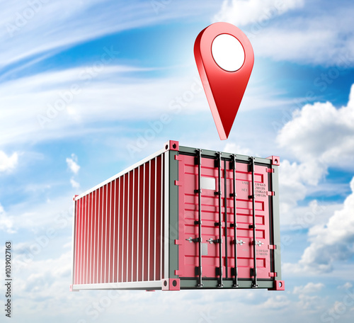 Sea container with red mark...