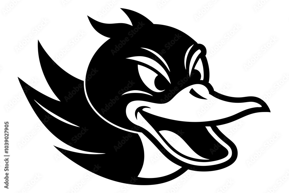 head of a angry duck logo icon silhouette head of a angry duck logo icon silhouette