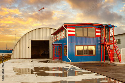Industrial building at suns...
