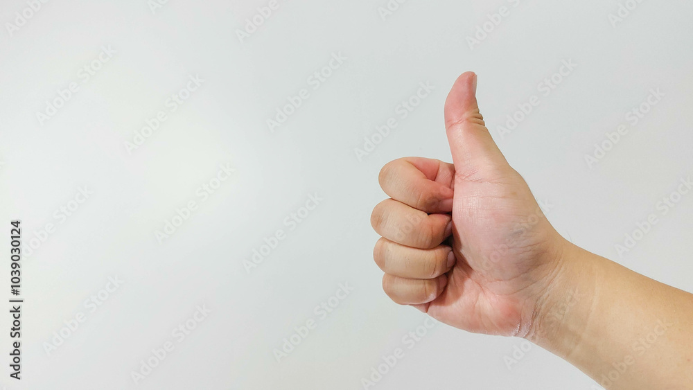 Hand gesture close up, good sign. Isolated on white background Hand gesture close up, good sign. Isolated on white background