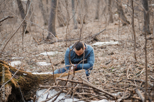 A Solo Hiker Reflecting in a Serene Forest Setting