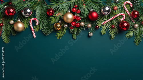 A 25th December celebration, Merry Christmas celebration banner with decorative items illustration.	