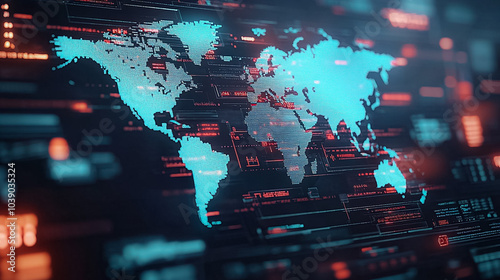 world map on digital background