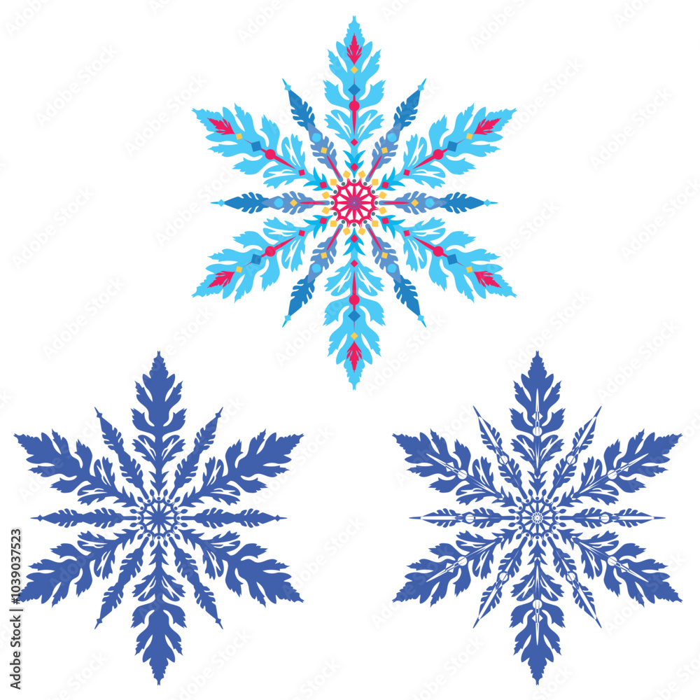 Beautiful multi-colored snowflake with twelve rays.eps Beautiful multi-colored snowflake with twelve rays.eps