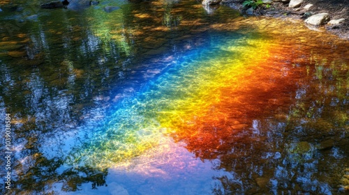A Rainbow Reflected in a Shallow Creek