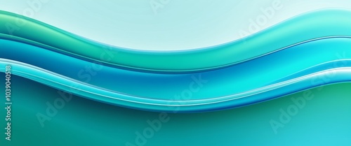 Abstract Water Wellness Banner with Fluid Blue and Green Tones