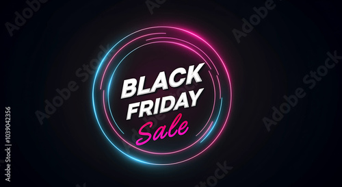 Vibrant Black Friday design with neon lights and smoky effects, highlighting massive sale promotions, generative ai
