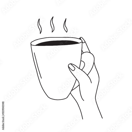 Coffee cup in hand vector sketch