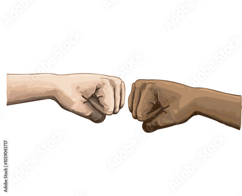 Greeting Fist, Fists Bump greeting black and wite male men signs Hi symbol fight symbol hands gesture asy line illustration black line on white background photo