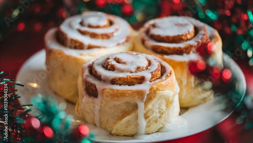Wallpaper Mural Christmas cinnamon rolls, desserts, festive decorations, holiday feast, homemade meal, new year celebration, heartwarming dish Torontodigital.ca