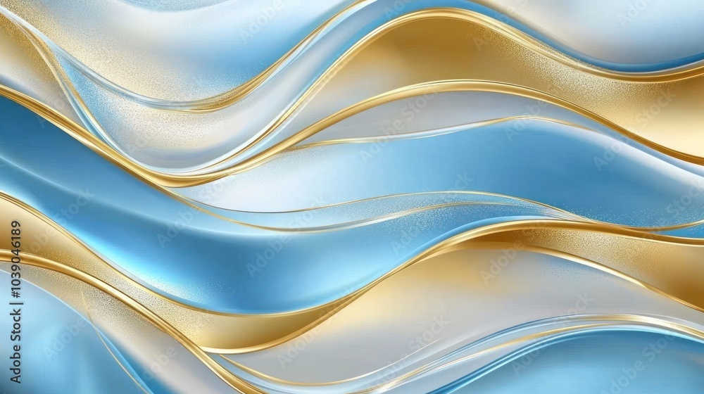 Abstract Blue and Gold Waves