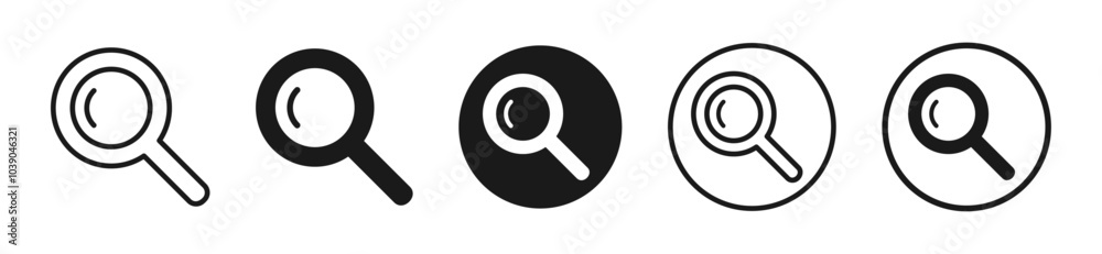Search Icon Set. Flat and simple black and outline zoom icons for web and design. Editable vectors. Search Icon Set. Flat and simple black and outline zoom icons for web and design. Editable vectors.