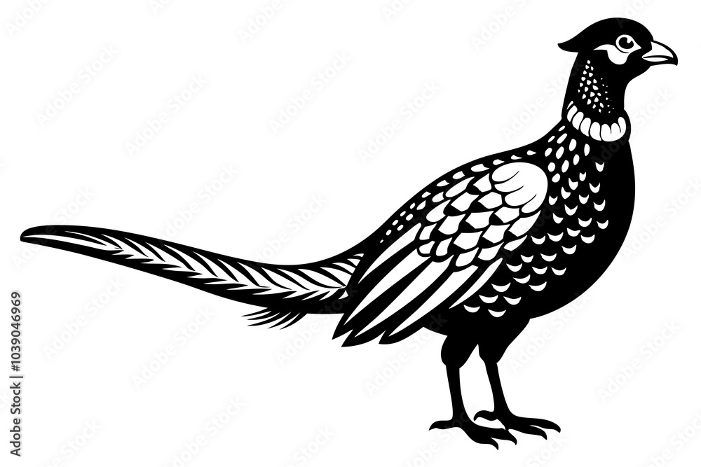 Fototapeta premium An image of a male pheasant in the snow about to jump over a fence on East Yorkshire farmland