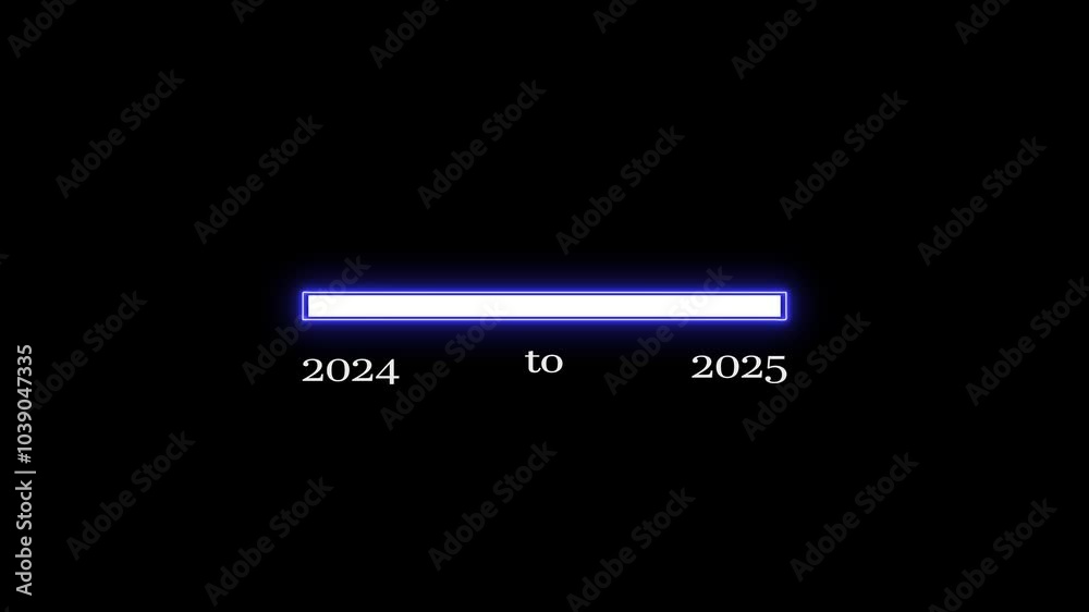 Year change concept. Loading bar from 2024 to 2025 new year transfer animation. Year change concept. Loading bar from 2024 to 2025 new year transfer animation.
