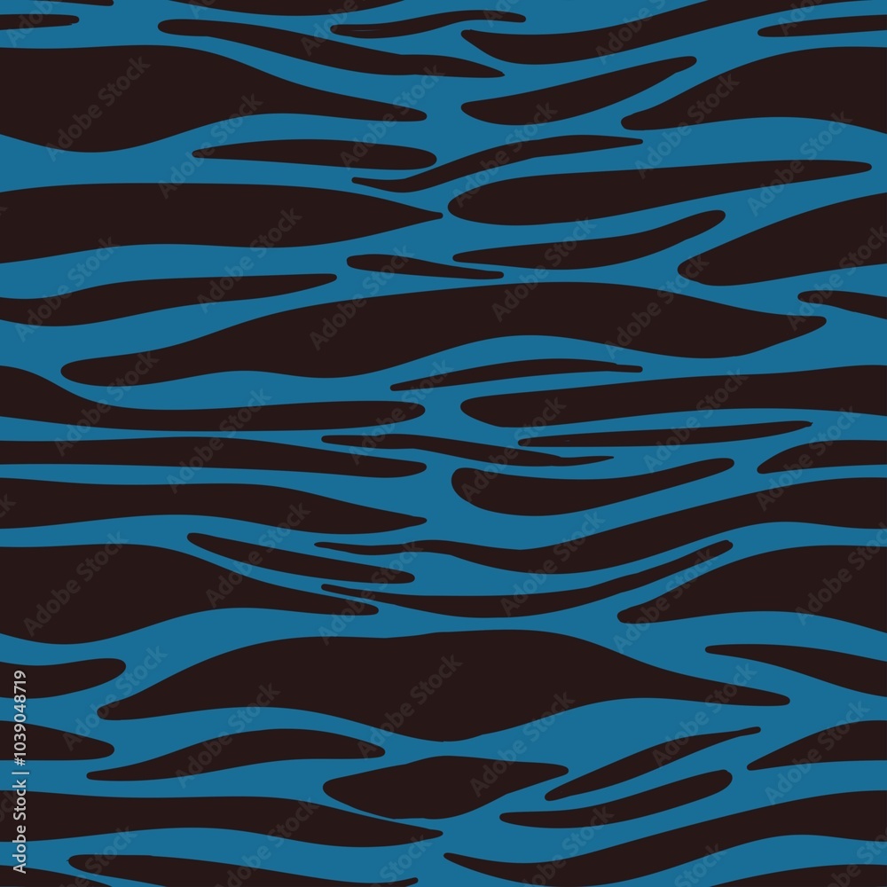 Fototapeta premium Black Tiger Pattern with Blue Background