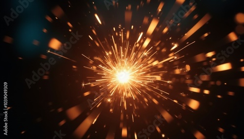 Vibrant Sparkler Ignition Against a Dark, Blurry Background for Festive Occasions. Trendy New Year's background.