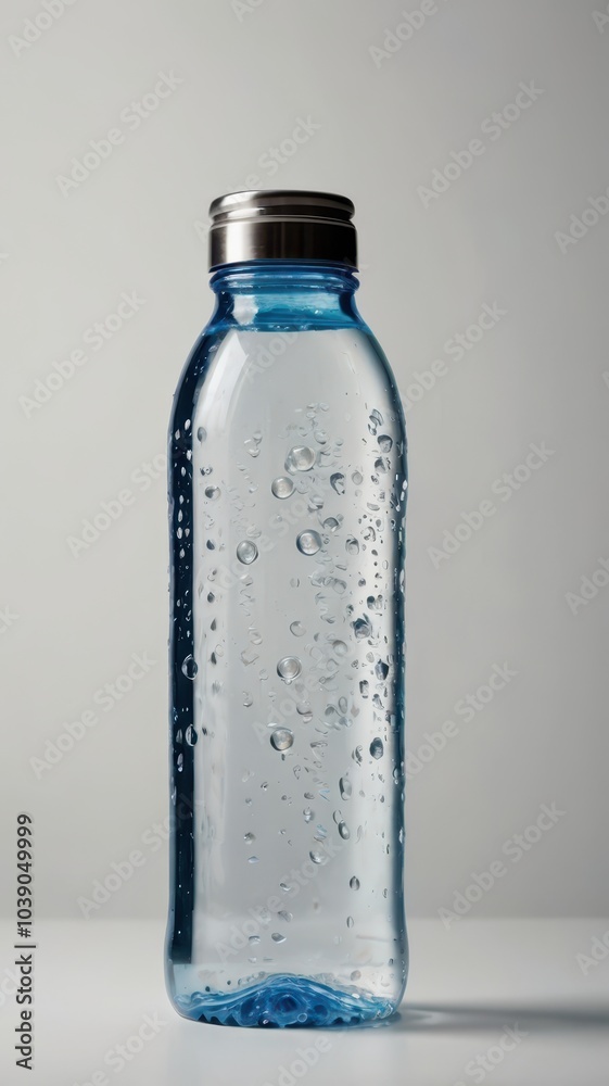 Plastic water bottle with water drops on a white background, studio shot Plastic water bottle with water drops on a white background, studio shot