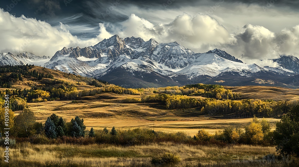Golden Sunset Over SnowCapped Mountains Golden Sunset Over SnowCapped Mountains