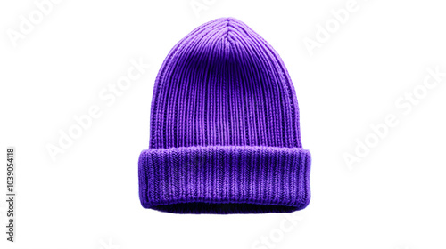 A purple beanie isolated on clear white background 