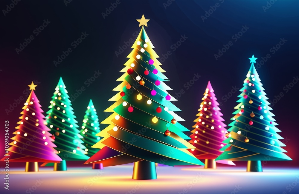 Abstract Christmas tree banner with geometric shapes Abstract Christmas tree banner with geometric shapes