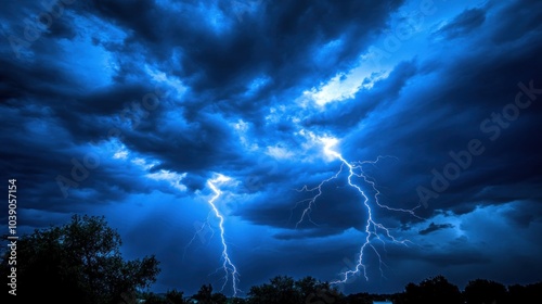 Lightning Storm Over Dark Clouds