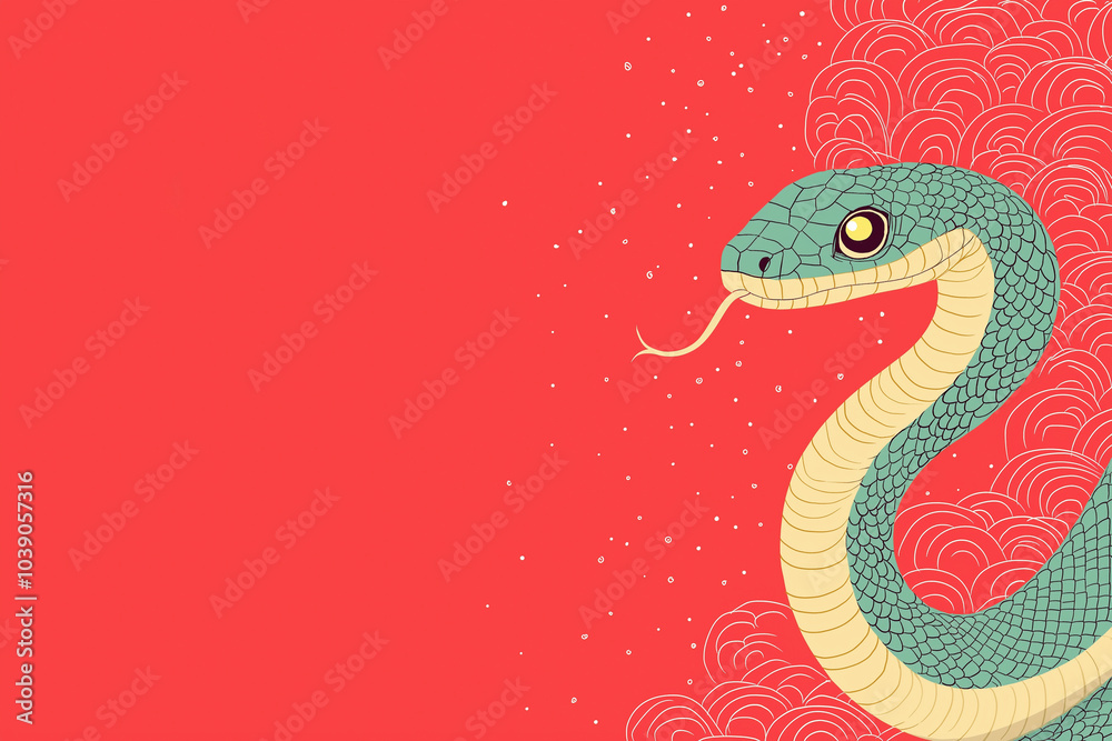 Banner illustration 2025 new year Chinese with snake and place for text Banner illustration 2025 new year Chinese with snake and place for text