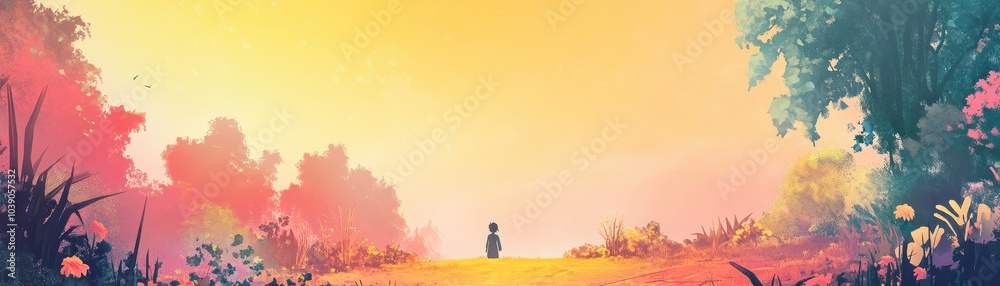 Enchanting Landscape in Vibrant Sunset Colors Enchanting Landscape in Vibrant Sunset Colors