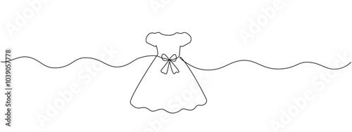 Single continuous line drawing of a woman's baby dress. Vector editable illustration.