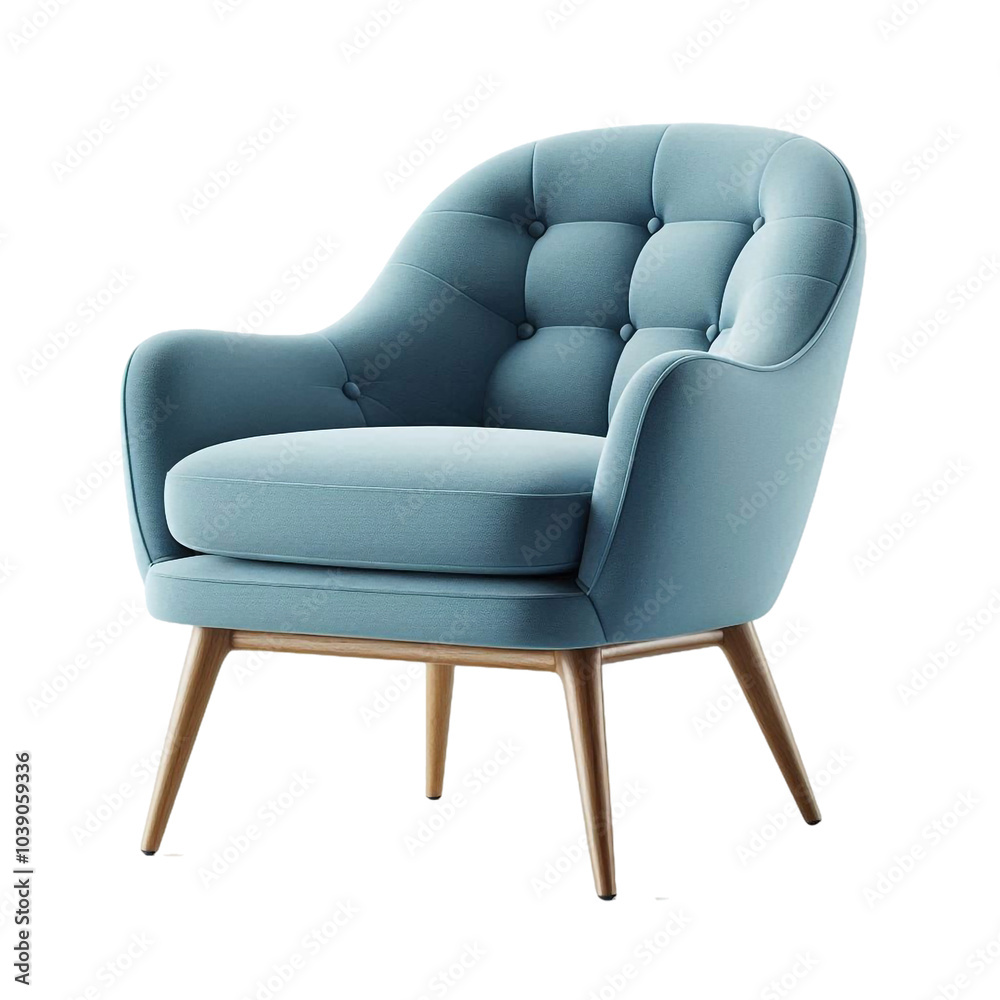 Naklejka premium Blue upholstered armchair on a white background