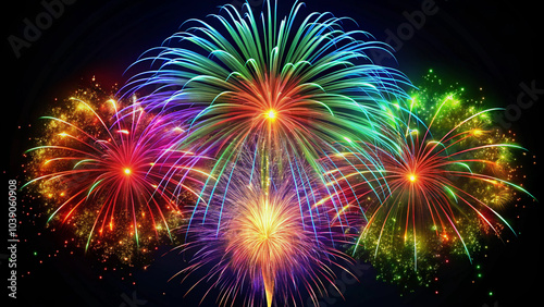 Wallpaper Mural Bright colorful fireworks isolated on black background Torontodigital.ca