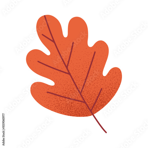 Isolated vector autumn seasonal oak leaf in fall colors.Modern autumn foliage with texture in trendy style for banners,social media marketing,patterns,branding,packaging,covers, prints.