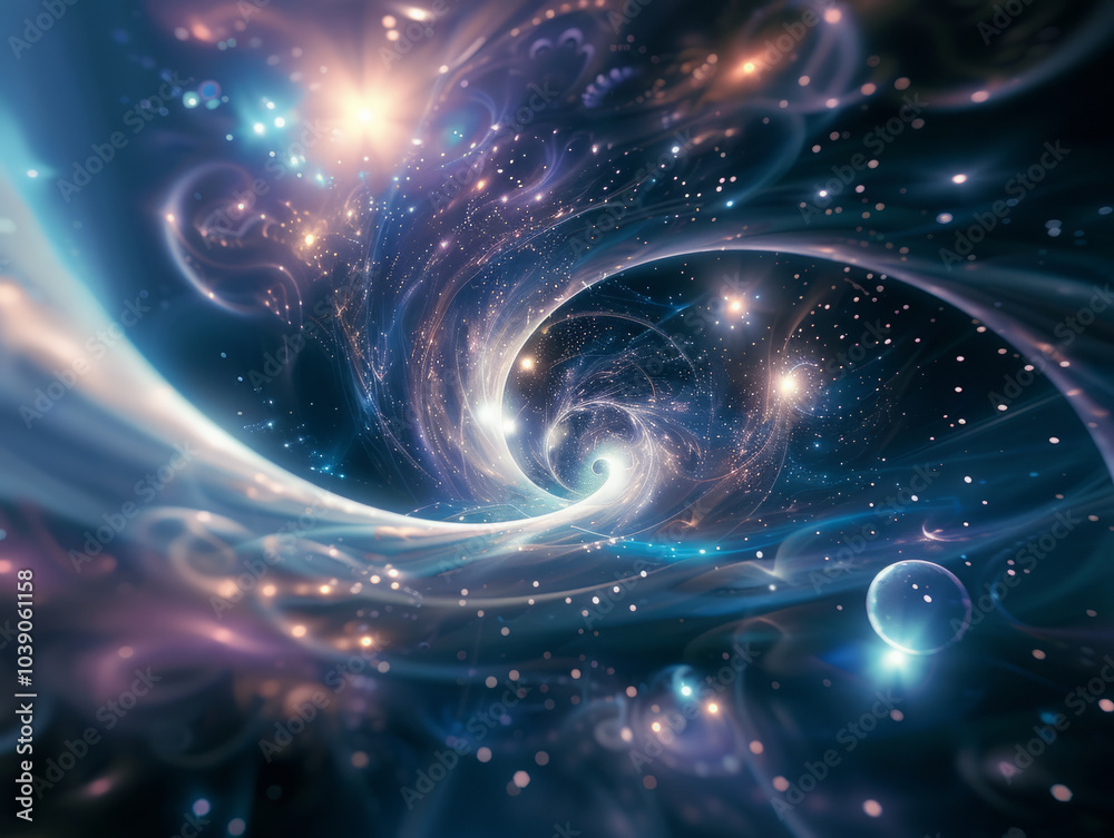 Obraz premium Vibrant swirling galaxy with stars