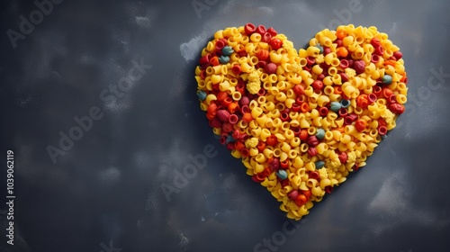 Vibrant Macaroni Pasta A Heartwarming Delight Served With Love On A Textured Gray Background
