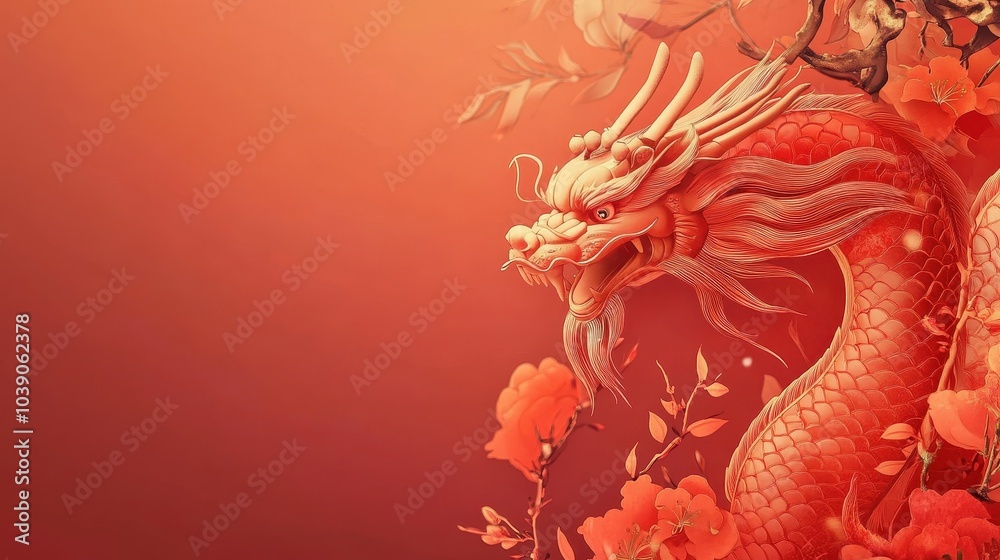 Captivating Oriental Dragon in Vibrant Crimson Hues Captivating Oriental Dragon in Vibrant Crimson Hues