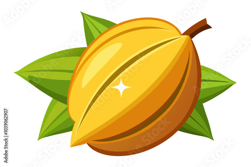  close up view of the carambola vector art illustration