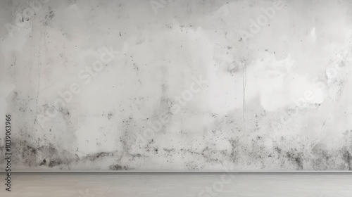 Old concrete wall with cracks and floor in white room interior