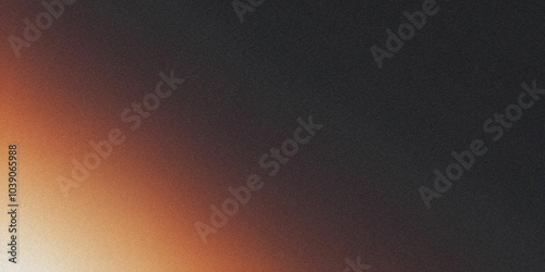 Abstract background, brown orange glowing grainy color gradient shape, black backdrop banner poster header design, noise texture effect