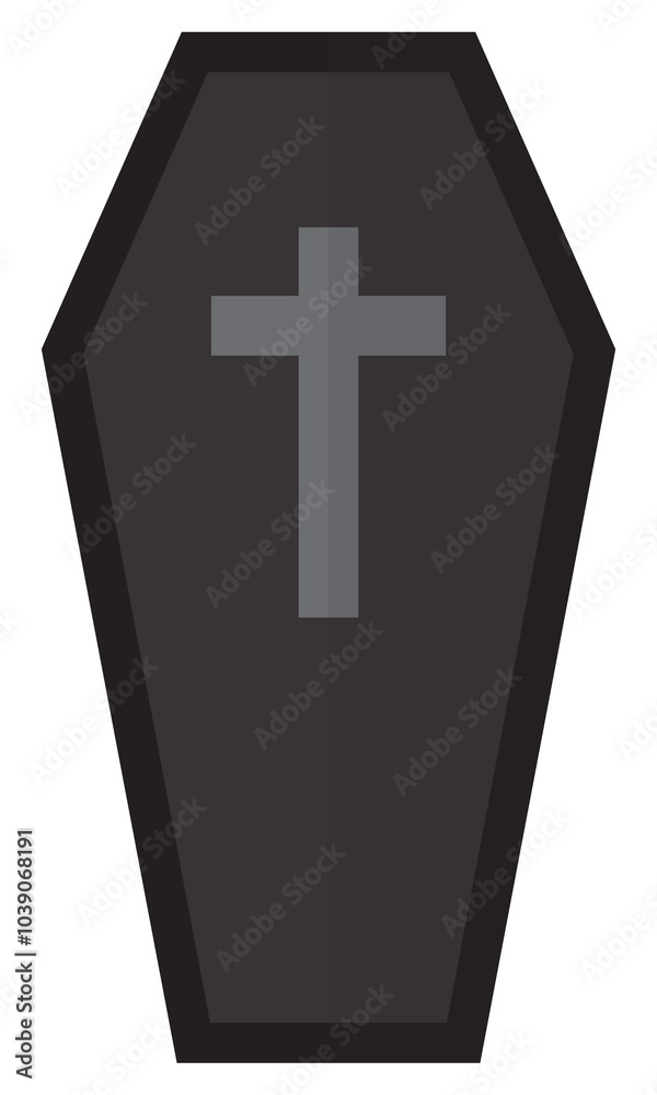 Simple Coffin with cross symbols isolated on white background. Simple Coffin with cross symbols isolated on white background.