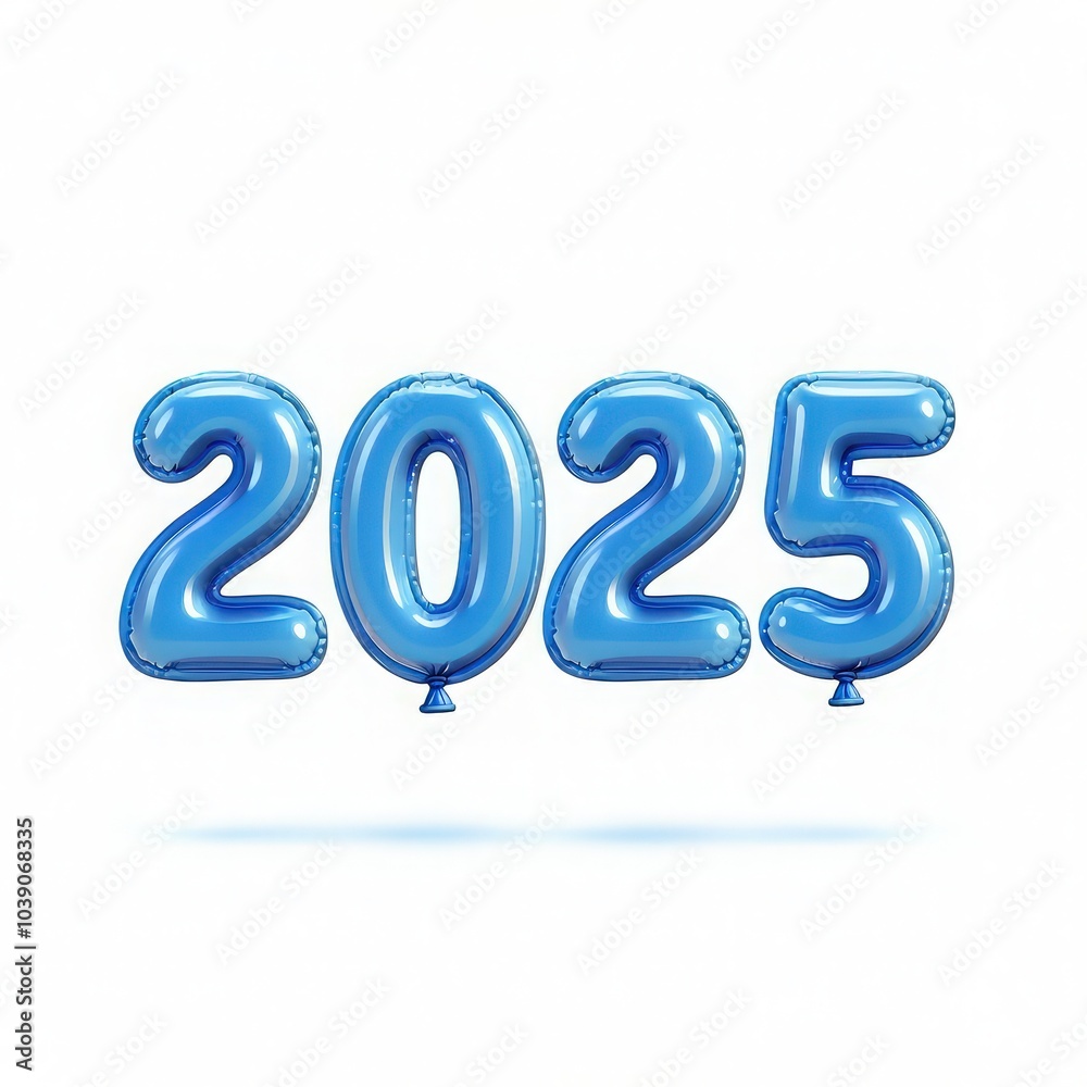 Blue 2025 balloon numbers floating against a white background. Playful and modern New Year’s design ideal for party invitations, celebratory event promotions, or fun holiday cards. Blue 2025 balloon numbers floating against a white background. Playful and modern New Year’s design ideal for party invitations, celebratory event promotions, or fun holiday cards.
