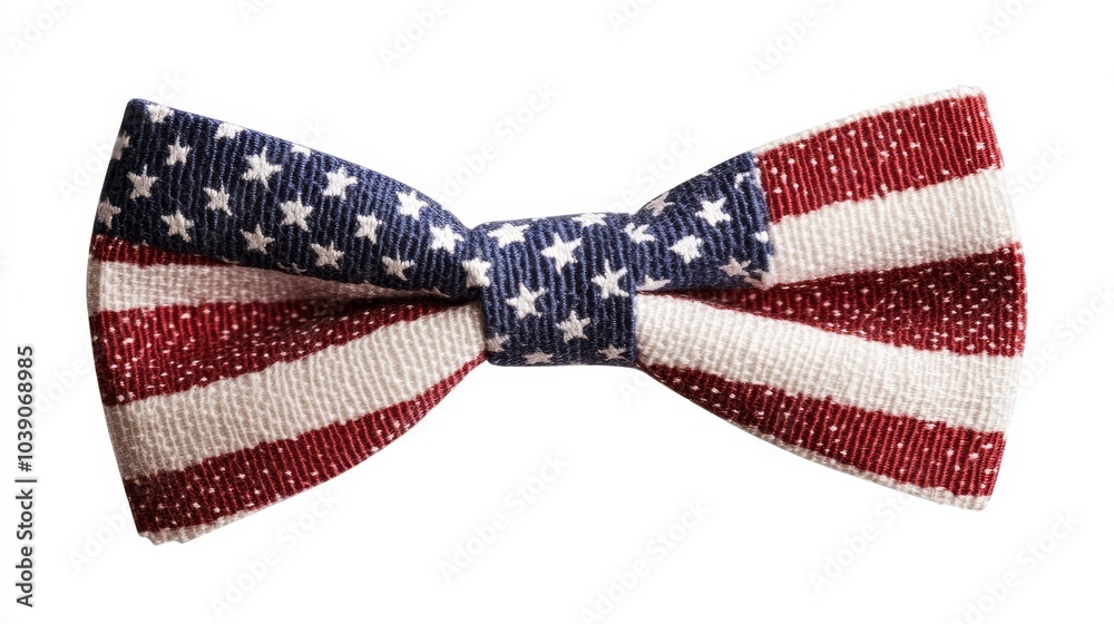 Isolated bow tie with watercolor USA flag print, white-transparent background, artistic clipart style, bow tie, American flag design Isolated bow tie with watercolor USA flag print, white-transparent background, artistic clipart style, bow tie, American flag design