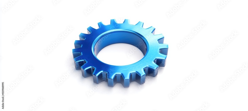 A blue gear turning on a white background, symbolizing the smooth functioning of business operations and corporate efficiency A blue gear turning on a white background, symbolizing the smooth functioning of business operations and corporate efficiency