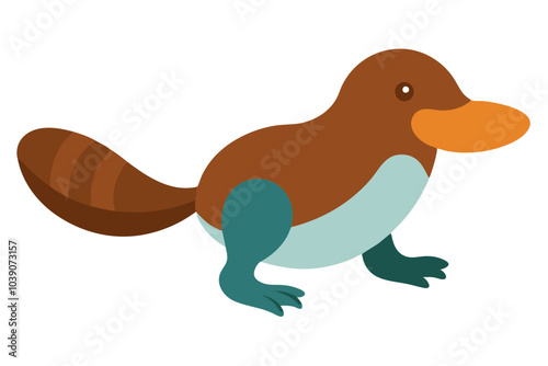  Cute platypus duck billed animal vector art illustration